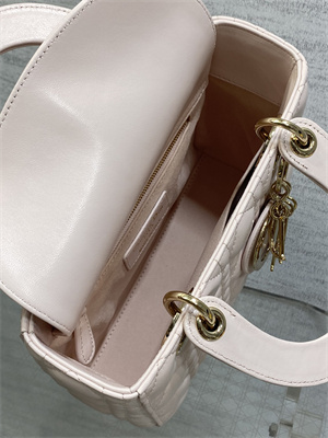 CD Small Lady Di.or My ABCDior Bag Cannage Lambskin Gold Tone Metal Sakura Pink