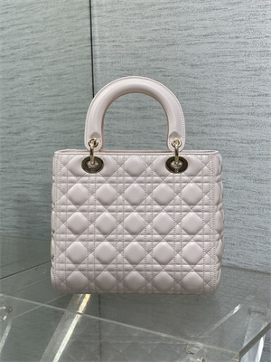 CD Medium Lady Di.or Bag Cannage Lambskin Gold Tone Metal Sakura