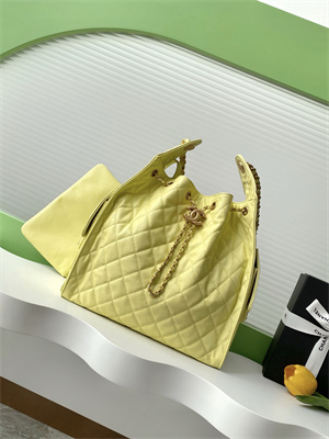 Chanel 25 Medium Handbag Grained Calfskin Gold Tone Metal Yellow AS5311