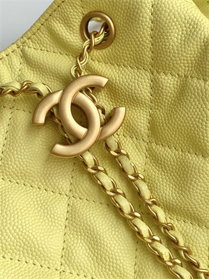 Chanel 25 Medium Handbag Grained Calfskin Gold Tone Metal Yellow AS5311