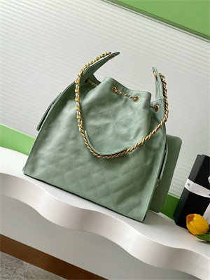 Chanel 25 Medium Handbag Grained Calfskin Gold Tone Metal Green AS5311