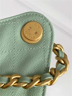 Chanel 25 Medium Handbag Grained Calfskin Gold Tone Metal Green AS5311