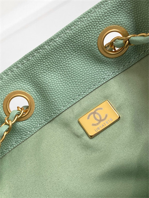 Chanel 25 Medium Handbag Grained Calfskin Gold Tone Metal Green AS5311
