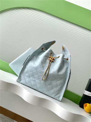 Chanel 25 Medium Handbag Grained Calfskin Gold Tone Metal Blue AS5311