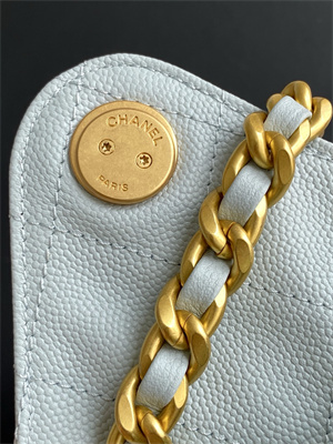 Chanel 25 Medium Handbag Grained Calfskin Gold Tone Metal Blue AS5311