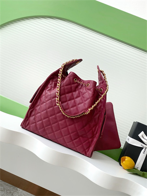 Chanel 25 Medium Handbag Grained Calfskin Gold Tone Metal Dk Red AS5311