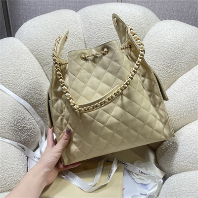 Chanel 25 Medium Handbag Grained Calfskin Gold Tone Metal Beige AS5311