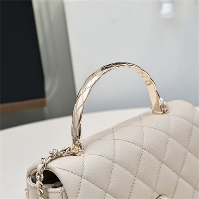 Chanel 25s Mini Top Handle Bag Gold Tone Metal Chai AS4591