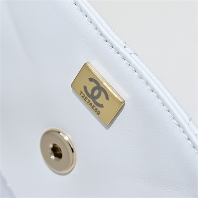 Chanel 25s Mini Top Handle Bag Gold Tone Metal White AS4591