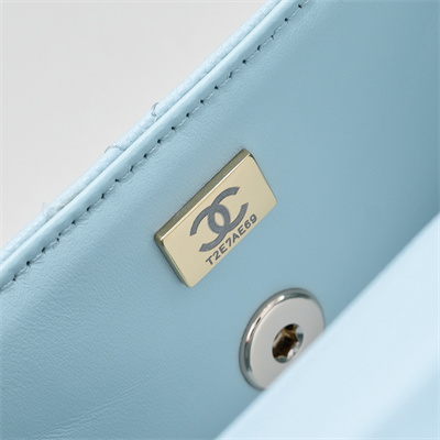 Chanel 25s Mini Top Handle Bag Gold Tone Metal Blue AS4591