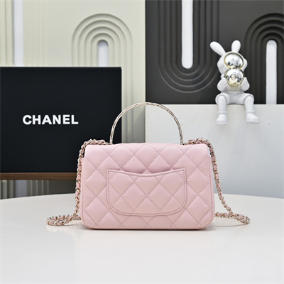 Chanel 25s Mini Top Handle Bag Gold Tone Metal Pink AS4591
