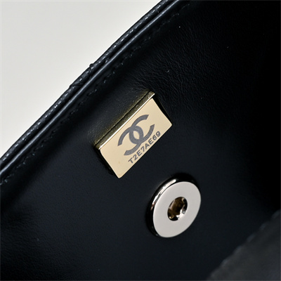 Chanel 25s Mini Top Handle Bag Gold Tone Metal  Black AS4591