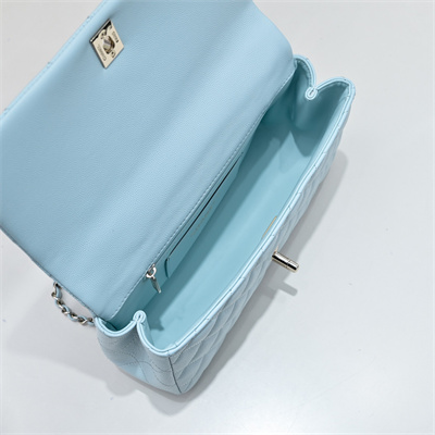 Chanel 25s Top Handle Bag Gold Tone Metal Blue AS5554