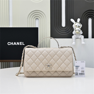 Chanel 25s Top Handle Bag Gold Tone Metal Chai AS5554
