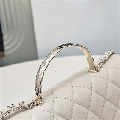 Chanel 25s Top Handle Bag Gold Tone Metal Chai AS5554