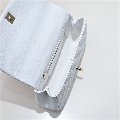 Chanel 25s Top Handle Bag Gold Tone Metal White AS5554