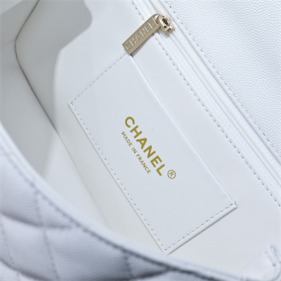 Chanel 25s Top Handle Bag Gold Tone Metal White AS5554