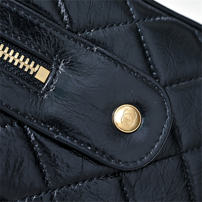 Cha.nel Large Bowling Bag Grained Shiny Calfskin & Gold-Tone Metal Black AS5579