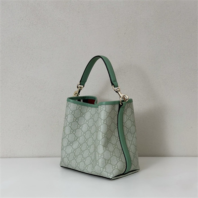 Gu.cci GG Emblem small bucket bag Monogram coated fabric Green 815118