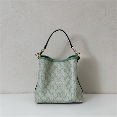 Gu.cci GG Emblem small bucket bag Monogram coated fabric Green 815118