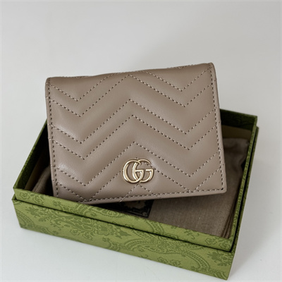 Gu.cci GG Marmont card case wallet Leather Taupe 466492
