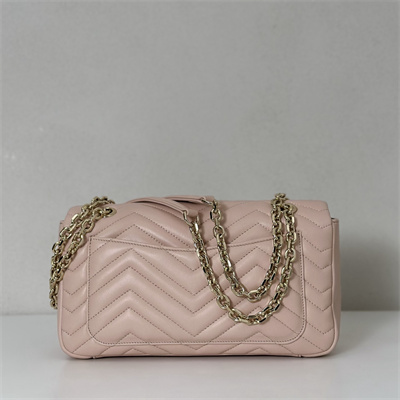 Gu.cci GG Marmont medium shoulder bag matelassé chevron lambskin leather Light gold-toned hardware Pink beige 837267