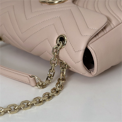 Gu.cci GG Marmont medium shoulder bag matelassé chevron lambskin leather Light gold-toned hardware Pink beige 837267