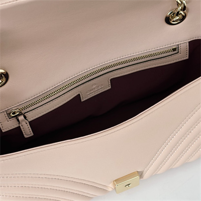 Gu.cci GG Marmont medium shoulder bag matelassé chevron lambskin leather Light gold-toned hardware Pink beige 837267