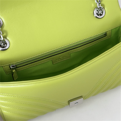 Gu.cci GG Marmont medium shoulder bag matelassé chevron lambskin leather Silver toned hardware Bright Green 837267