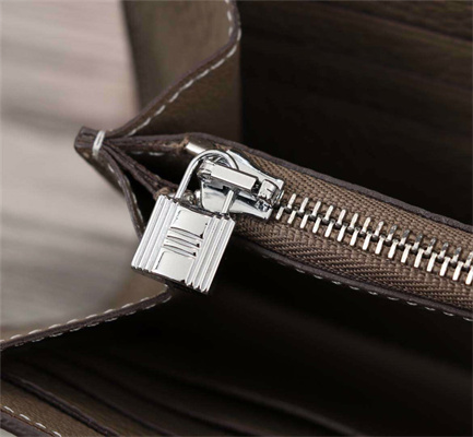 Her.mes Kelly Classic Wallet Calfskin Etoupe Color Silver tone Metal