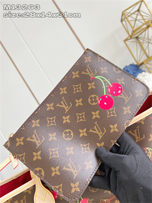 L.V X TM Neverful MM Monogram Cherry Coated Canvas M13263