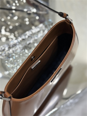 Prada Cleo Brushed Leather Shoulder Bag Brown 1BC499