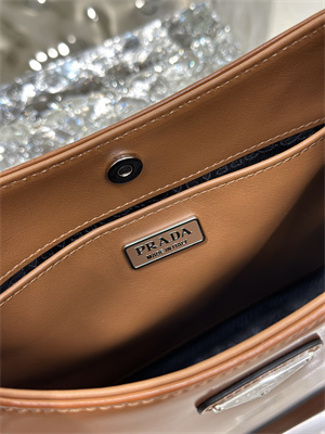 Prada Cleo Brushed Leather Shoulder Bag Brown 1BC499