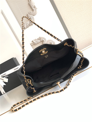 Chanel Small Shopping Bag Calfskin & Gold-Tone Metal Black AS5634