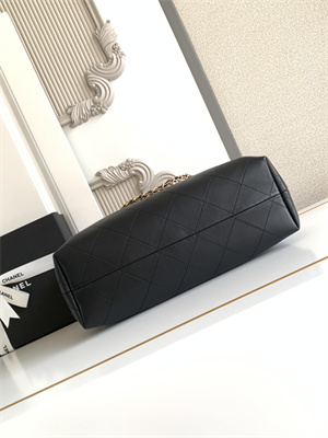 Chanel Small Shopping Bag Suede Calfskin, Shiny Lambskin & Gold-Tone Metal Grey & Black AS5634