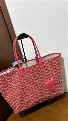 Goyard Saint Louis PM Bag In Goyardine Canvas & Chevroches Calfskin Fuchsia
