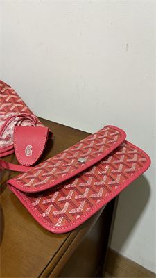 Goyard Saint Louis PM Bag In Goyardine Canvas & Chevroches Calfskin Fuchsia