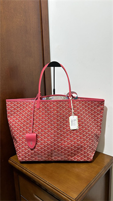 Goyard Saint Louis GM Bag In Goyardine Canvas & Chevroches Calfskin Fuchsia