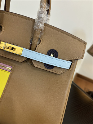 Birkin Colormatic Bag Swift Leather 25/30 Gold/Silver Hardware In CHAI, LIME, MAUVE SYLVESTRE, BLEU BRUME, CASSIS & NATA Color HS