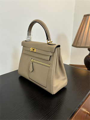 Kelly Colormatic Bag Swift Leather 25/28CM Gold/Silver Hardware In Trench Color HS