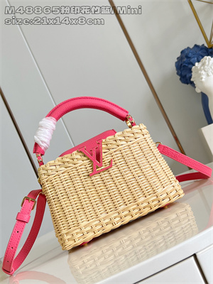 L.V Capucines Mini Bag Rattan and cowhide leather Pink M26005