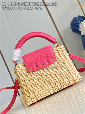 L.V Capucines Mini Bag Rattan and cowhide leather Pink M26005