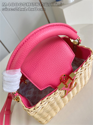 L.V Capucines Mini Bag Rattan and cowhide leather Pink M26005