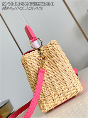 L.V Capucines BB Bag Rattan & Cowhide Leather Pink