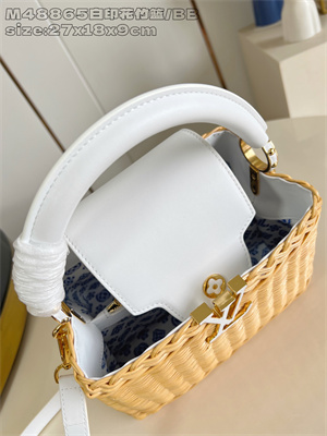 L.V Capucines BB Bag Rattan & Cowhide Leather White