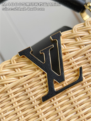 L.V Capucines Mini Bag Rattan and cowhide leather Black M26003