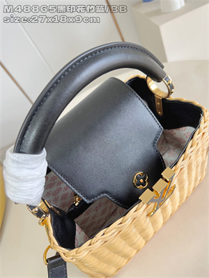 L.V Capucines BB Bag Rattan & Cowhide Leather Black