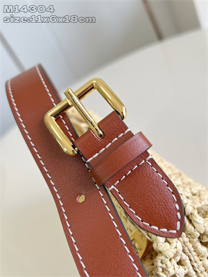 L.V  Hills Pochette Raffia & Brown Calfskin M14304