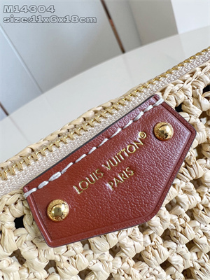 L.V  Hills Pochette Raffia & Brown Calfskin M14304