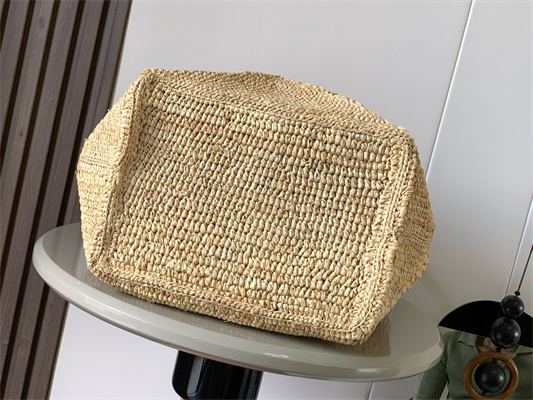 Loewe Medium Puzzle Fold tote in raffia Nature